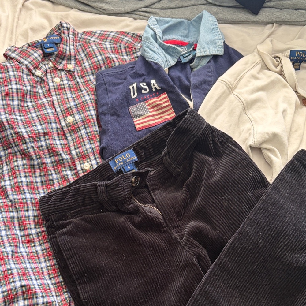 Polo by Ralph Lauren 4 pieces. Black Corduroy Pants,tshirt,button down,sweater